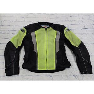 Joe Rocket Mesh Motorcycle Jacket Mens M Neon Lime Black Padded Breathable Gear